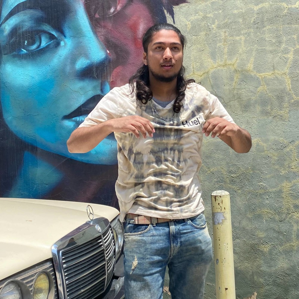 Beige/green tie dye Huel loose fit shirt